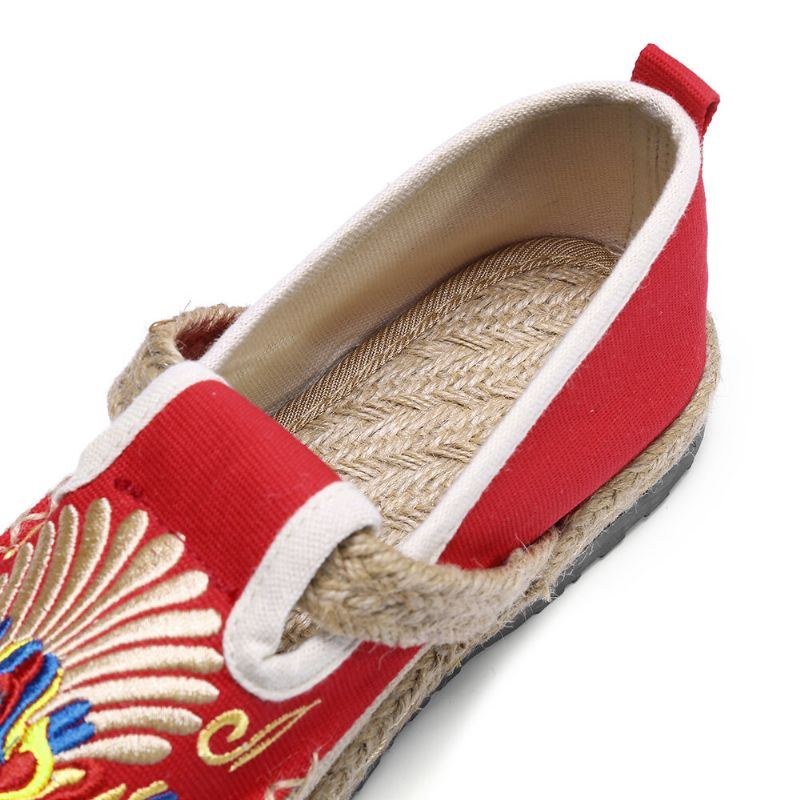 Dam Linne Comfy Brodery Straw Slip On Flat Loafers