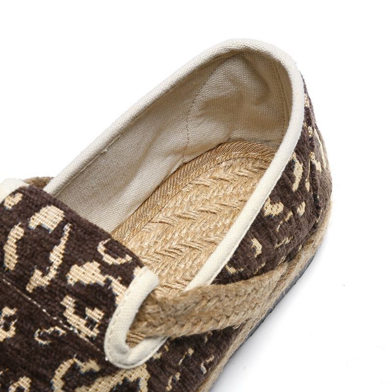 Dam Linne Handgjord Espadrille Bekväma Bärbara Casual Loafers