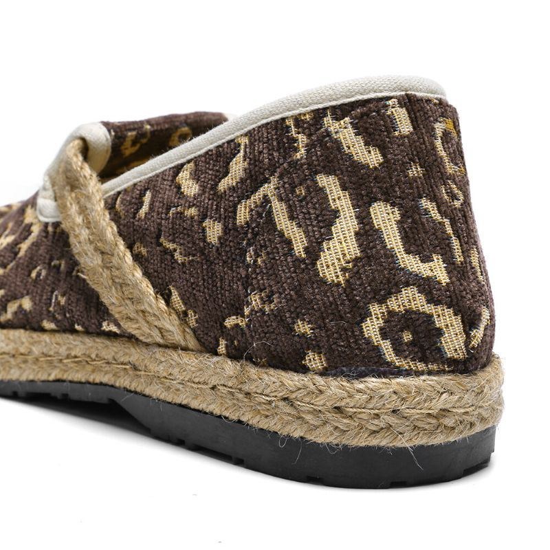 Dam Linne Handgjord Espadrille Bekväma Bärbara Casual Loafers