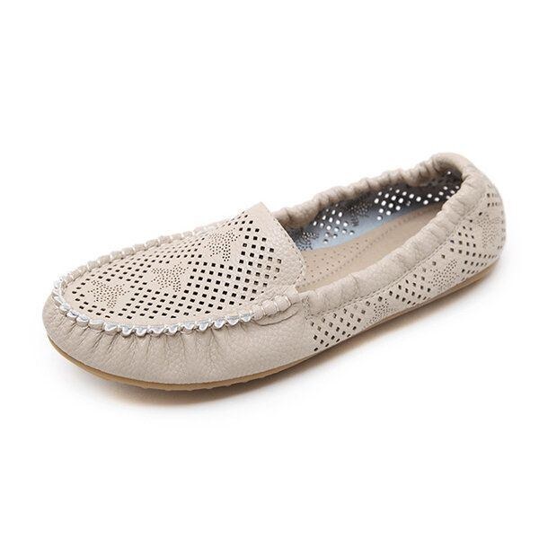 Dam Loafers Läder Outdoor Mjuk Sula Flats Casual Skor