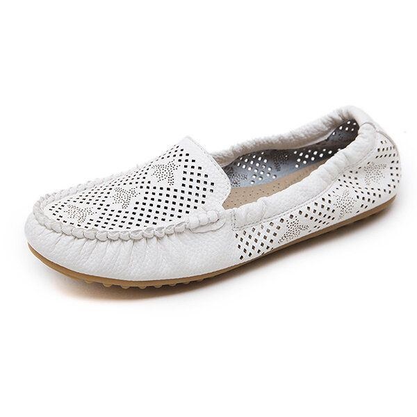 Dam Loafers Läder Outdoor Mjuk Sula Flats Casual Skor