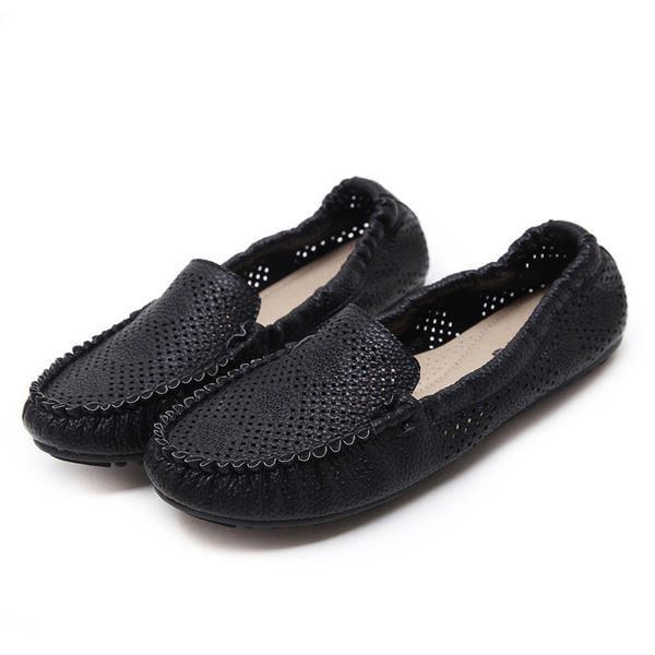 Dam Loafers Läder Outdoor Mjuk Sula Flats Casual Skor