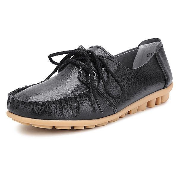 Dam Nytt Trendigt Casual Platt Klack Skor Rosett Knut Rund Tå Slip Candy Color Loafer Skor