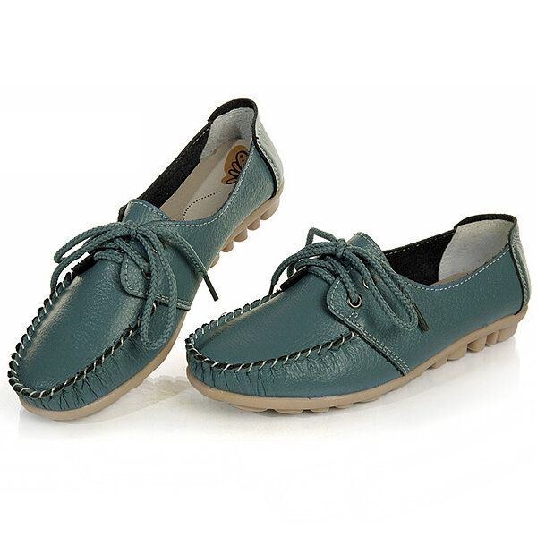 Dam Nytt Trendigt Casual Platt Klack Skor Rosett Knut Rund Tå Slip Candy Color Loafer Skor