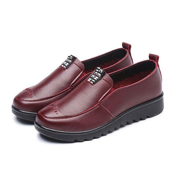 Dam Platta Casual Andas Skor Läder Slip On Loafers