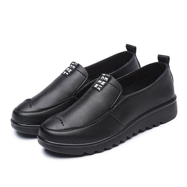 Dam Platta Casual Andas Skor Läder Slip On Loafers