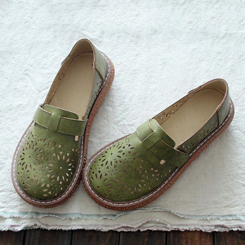 Dam Retro Casual Slip On Rund Toe Andas Slitstarka Loafers Skor