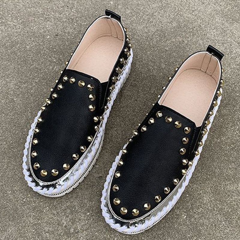 Dam Snygg Nit Solid Comfy Foder Mjuk Botten Platt Casual Loafers Skor