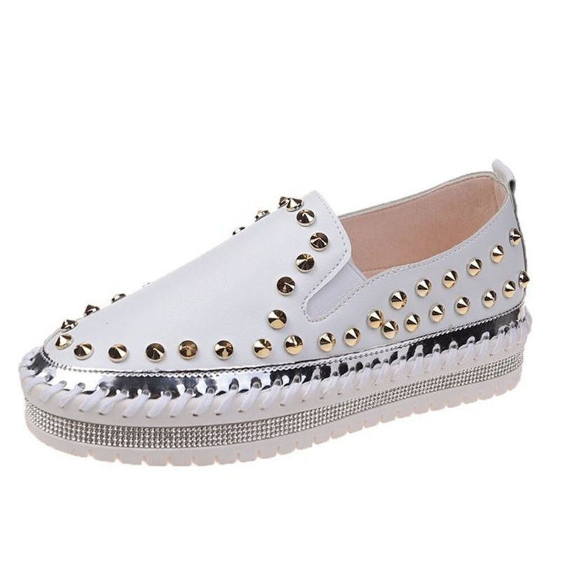 Dam Snygg Nit Solid Comfy Foder Mjuk Botten Platt Casual Loafers Skor