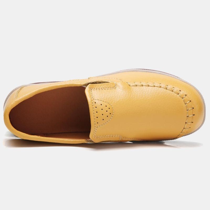 Dam Sömnadsplattform Rund Tå Slip On Loafers