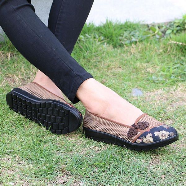 Dam Sommar Fritid Chic Skor Andas Slip-on Mesh Svettabsorbering Flats Skor