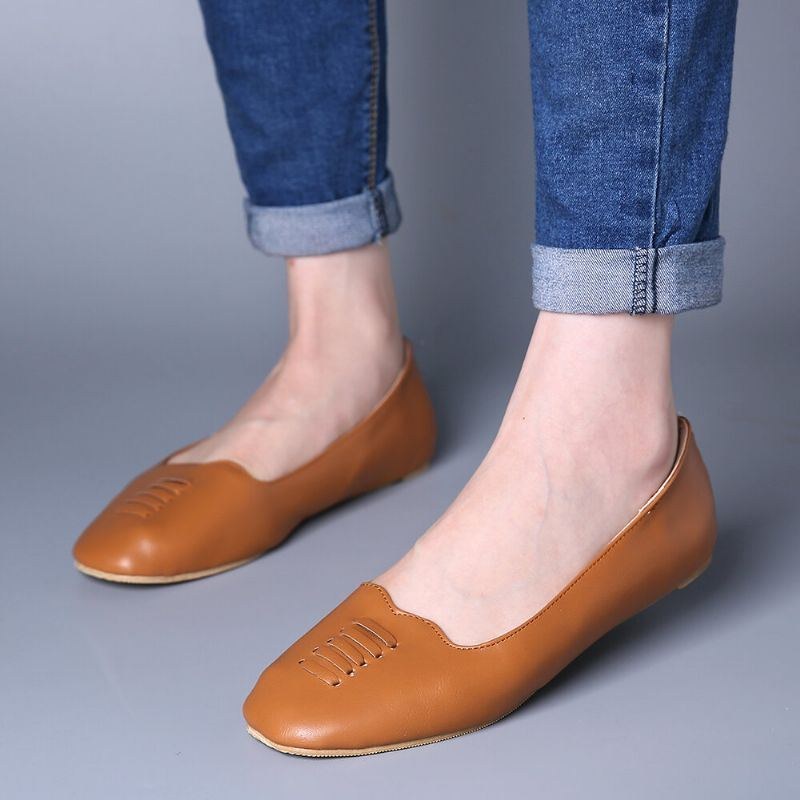 Dam Square Toe Comfy Lightweight Slip On Loafers