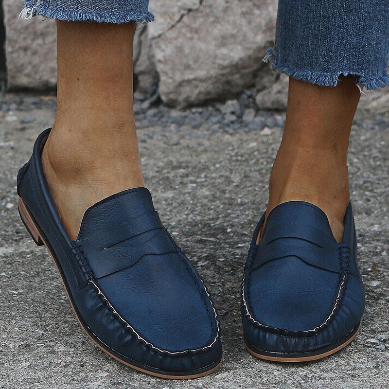 Dam Stor Storlek Comfy Soild Slip On Casual Flats Loafers