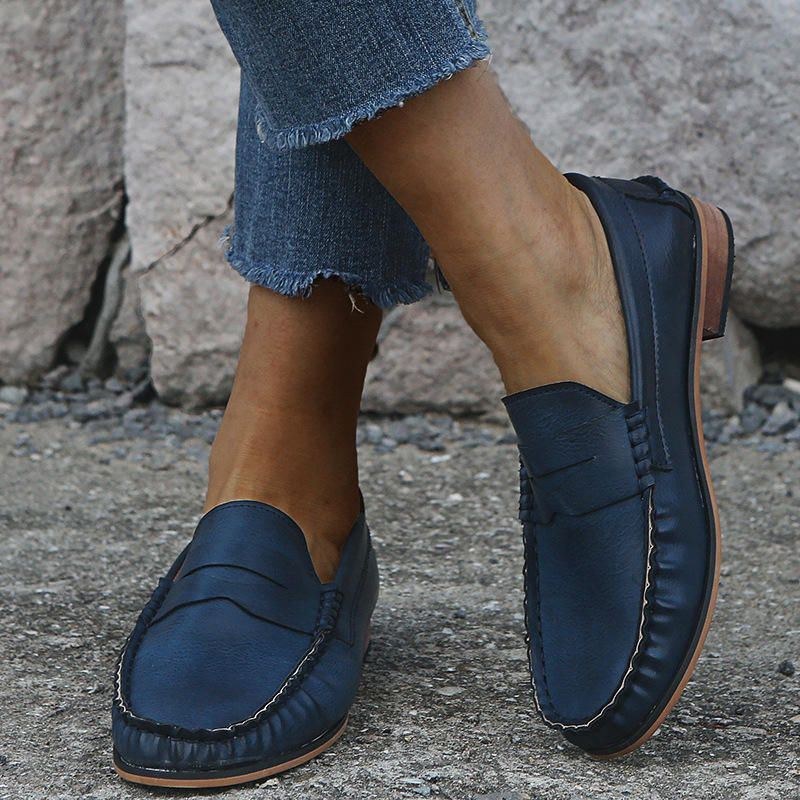 Dam Stor Storlek Comfy Soild Slip On Casual Flats Loafers