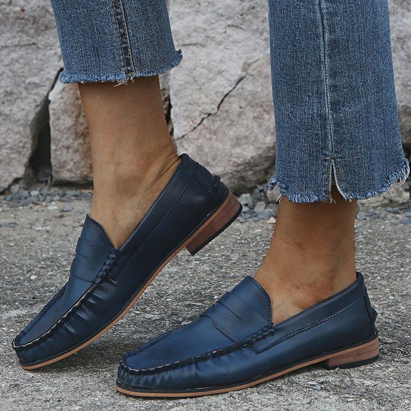 Dam Stor Storlek Comfy Soild Slip On Casual Flats Loafers