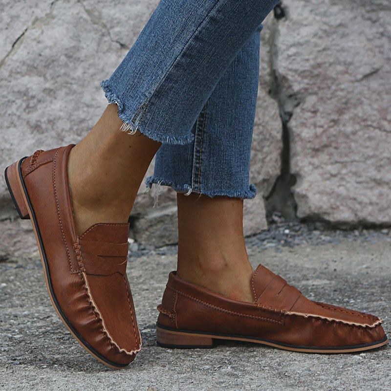 Dam Stor Storlek Comfy Soild Slip On Casual Flats Loafers