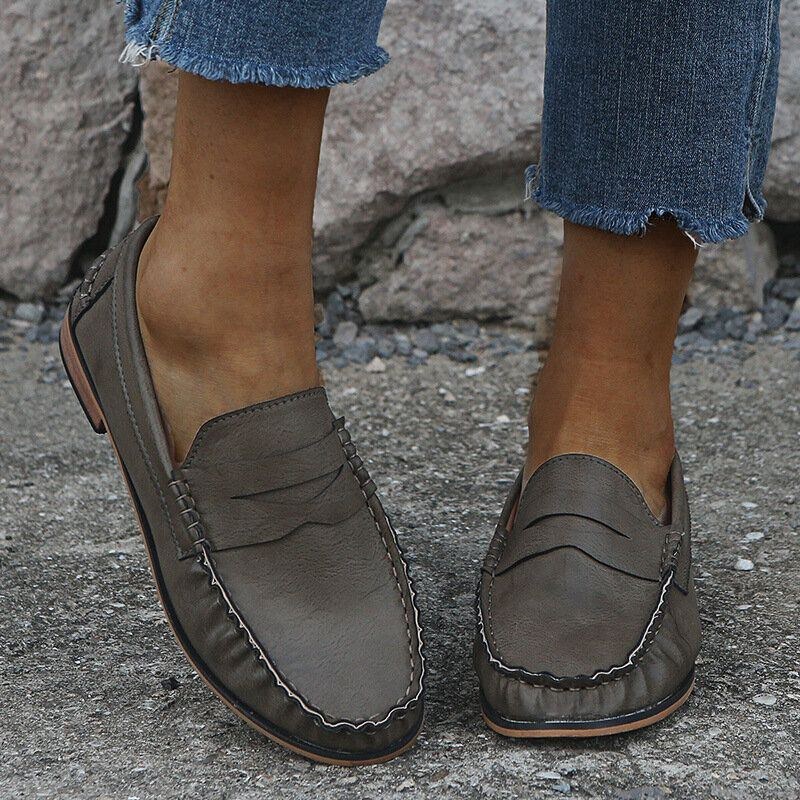 Dam Stor Storlek Comfy Soild Slip On Casual Flats Loafers