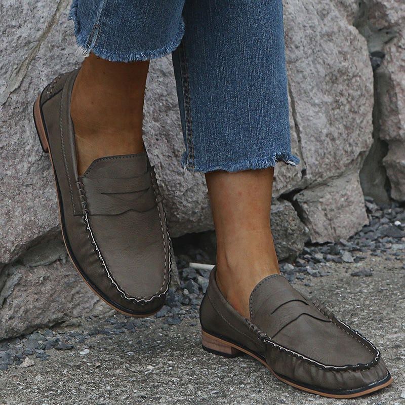 Dam Stor Storlek Comfy Soild Slip On Casual Flats Loafers