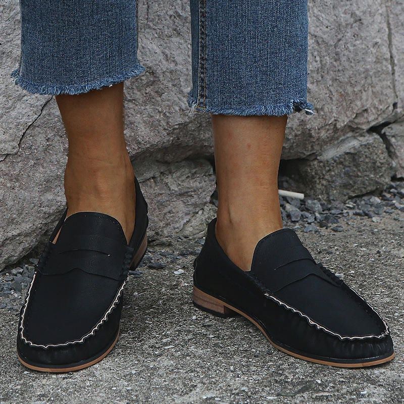 Dam Stor Storlek Comfy Soild Slip On Casual Flats Loafers