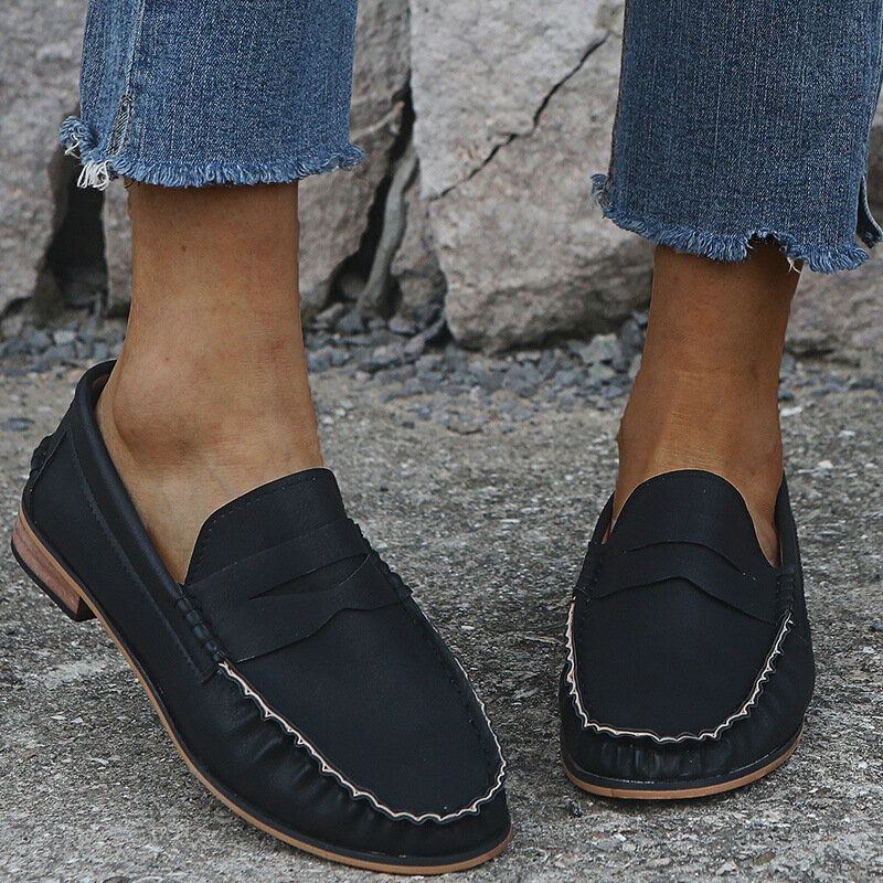 Dam Stor Storlek Comfy Soild Slip On Casual Flats Loafers