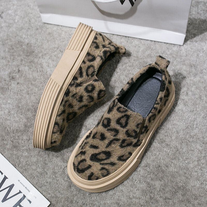 Dam Stor Storlek Leopard Mocka Halkbeständiga Bekväma Casual Flats