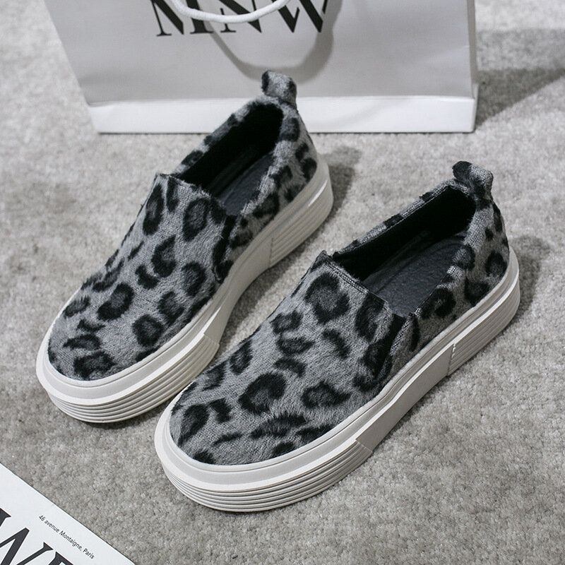 Dam Stor Storlek Leopard Mocka Halkbeständiga Bekväma Casual Flats