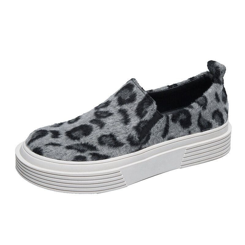 Dam Stor Storlek Leopard Mocka Halkbeständiga Bekväma Casual Flats