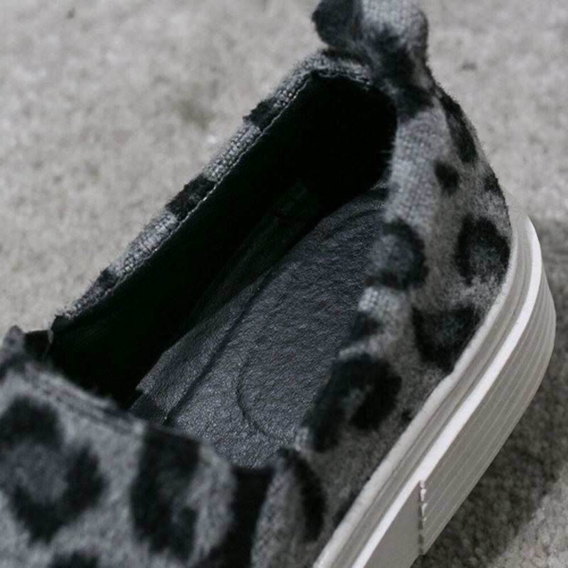 Dam Stor Storlek Leopard Mocka Halkbeständiga Bekväma Casual Flats