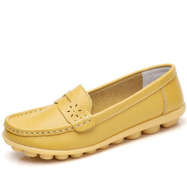 Dam Us Storlek 5-13 Pure Color Mjuk Sula Rund Tå Slip On Flat Loafers