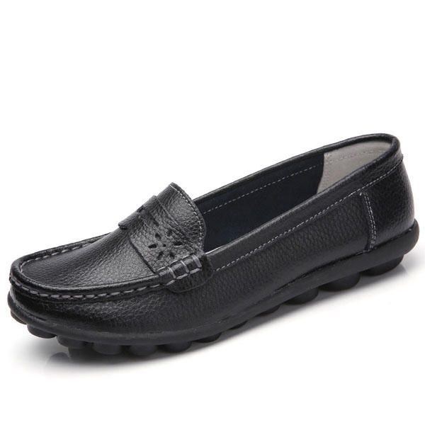 Dam Us Storlek 5-13 Pure Color Mjuk Sula Rund Tå Slip On Flat Loafers