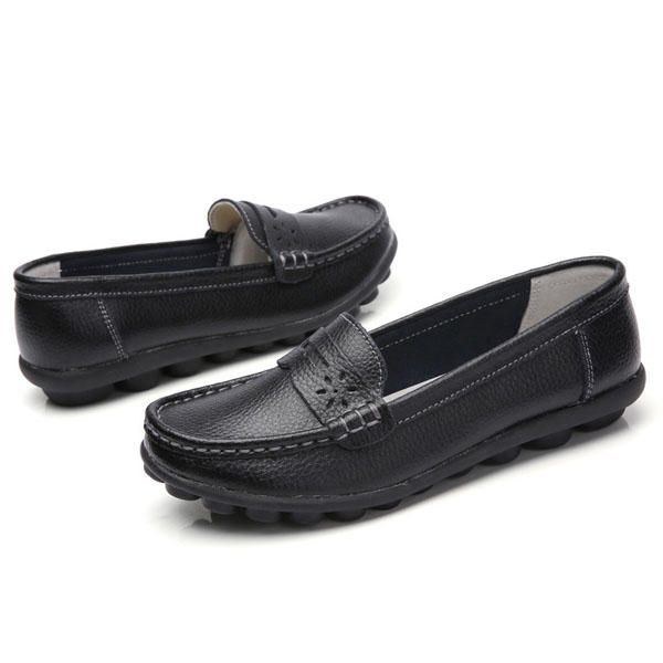 Dam Us Storlek 5-13 Pure Color Mjuk Sula Rund Tå Slip On Flat Loafers