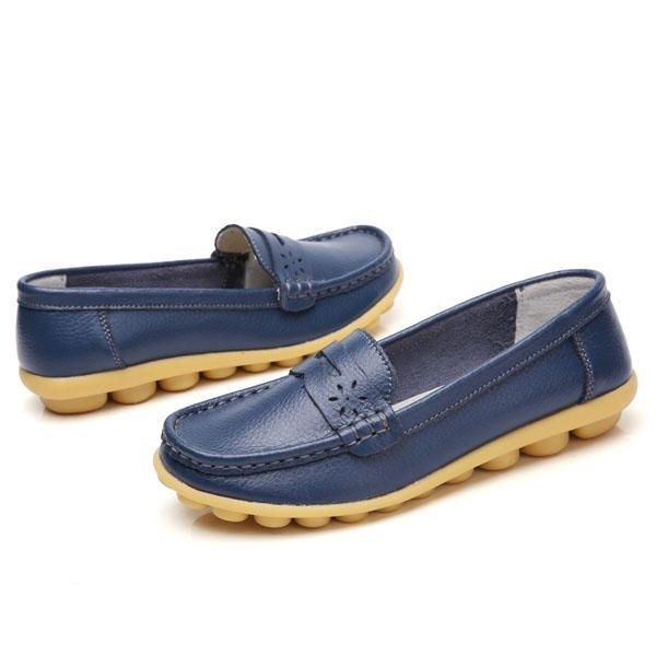 Dam Us Storlek 5-13 Pure Color Mjuk Sula Rund Tå Slip On Flat Loafers