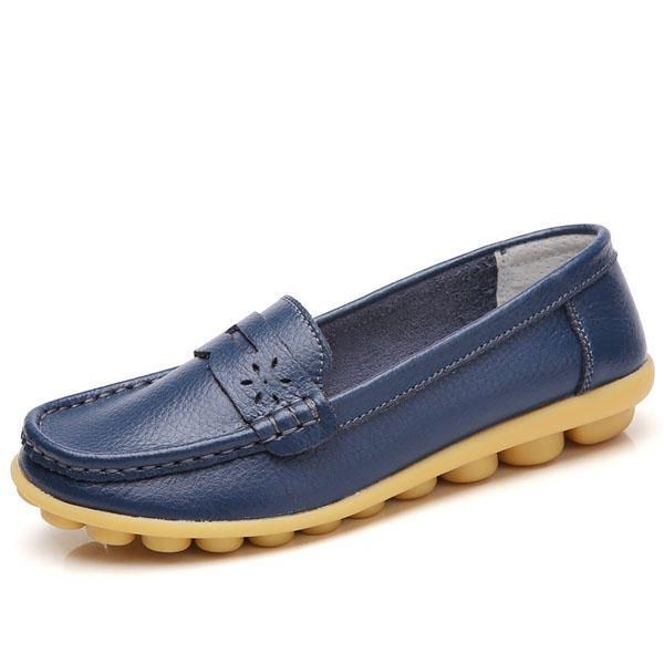 Dam Us Storlek 5-13 Pure Color Mjuk Sula Rund Tå Slip On Flat Loafers