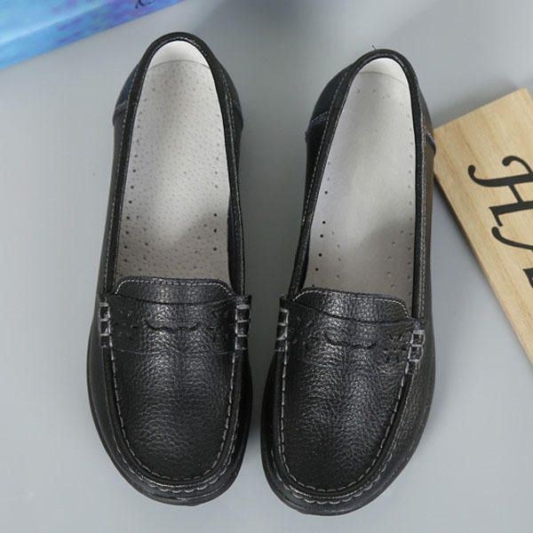 Dam Us Storlek 5-13 Pure Color Mjuk Sula Rund Tå Slip On Flat Loafers