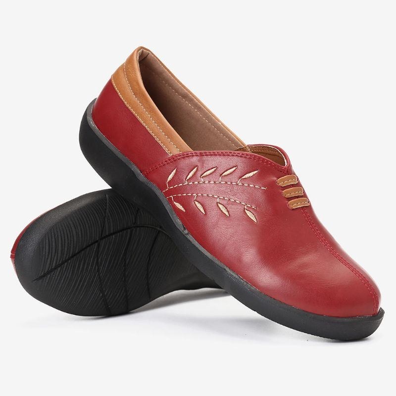 Damblommönster Casual Mjukt Läder Bekväma Walking Loafers