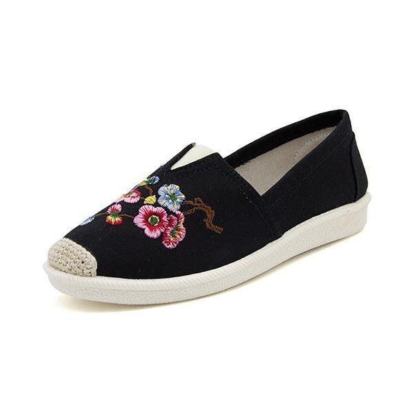 Dambroderi Avslappnad Mjuk Sula Flat Loafers