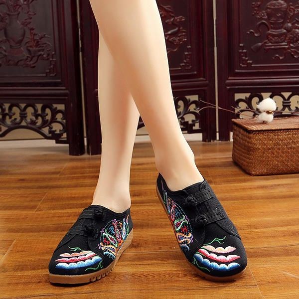 Dambroderi Casual Retro Cloth Flat Loafers