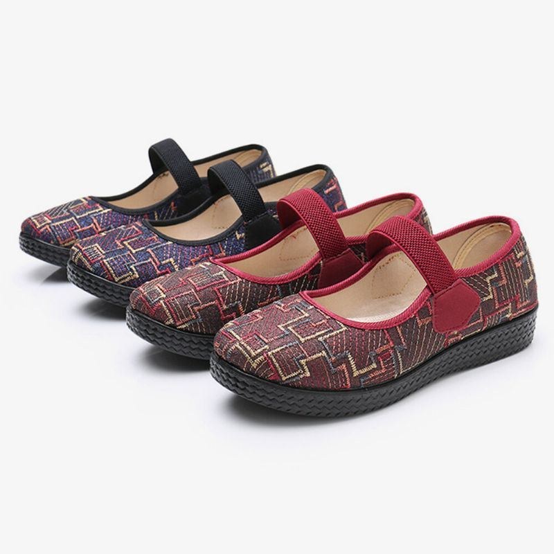 Damer Gamla Pekingtyg Elastiska Slip On Resistant Loafers