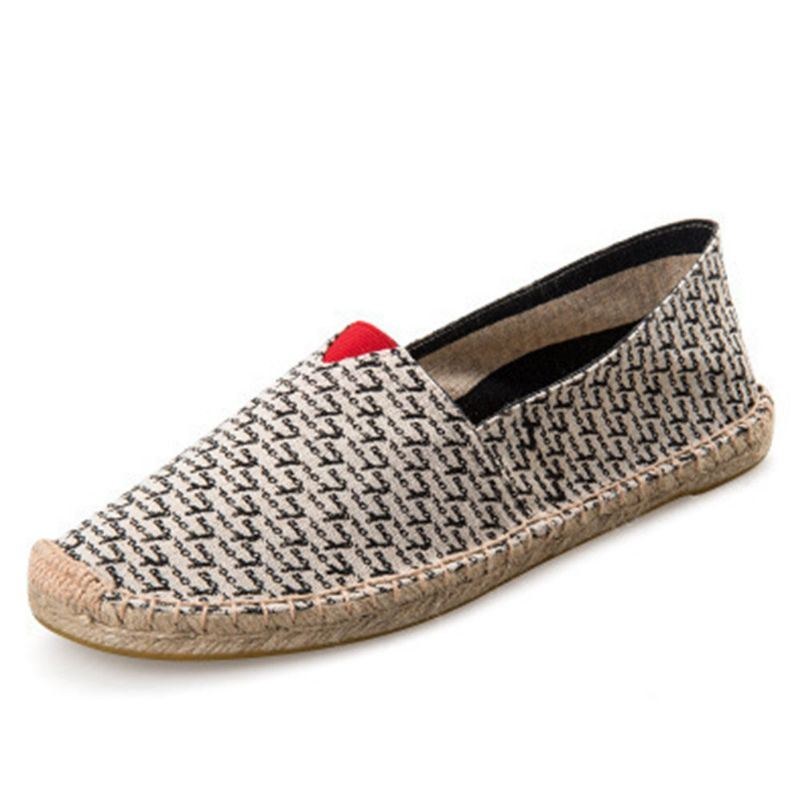 Damer Large Storlek Enfärgad Slip-on Espadrilles Fisherman Flat Shoes