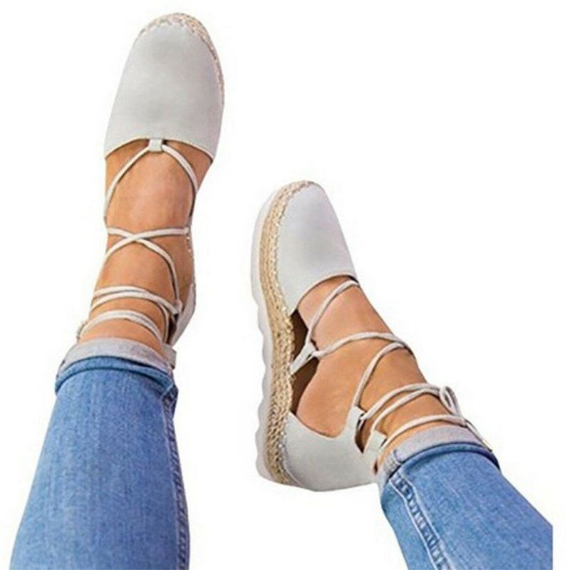 Damer Strappy Espadrilles Plus Size Casual Enfärgad Sommarplattformssandaler