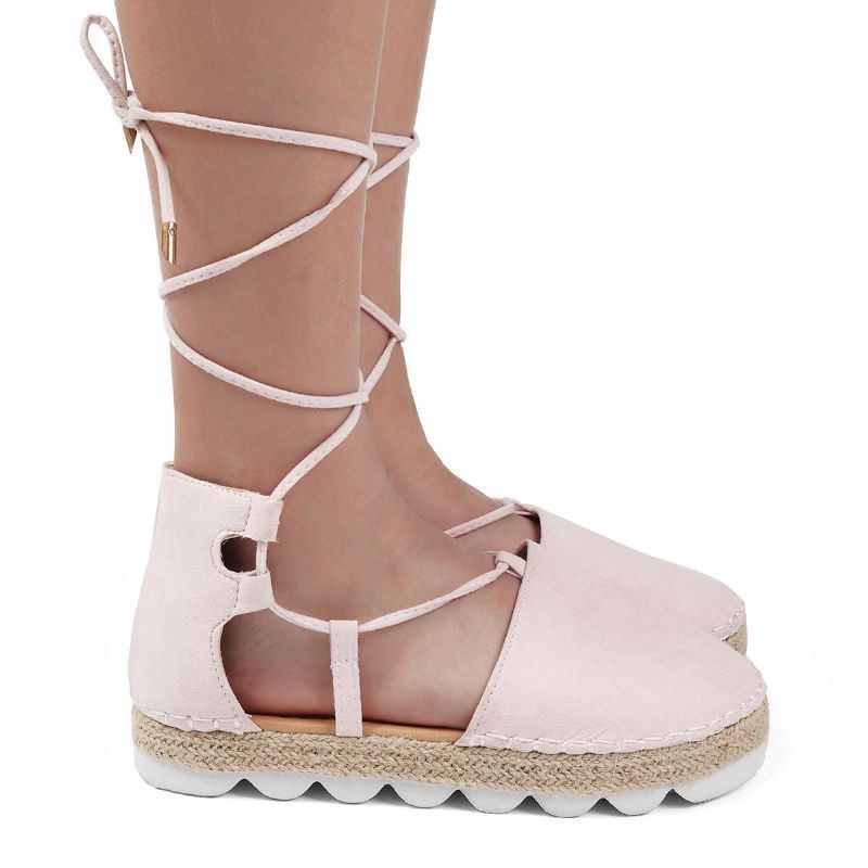 Damer Strappy Espadrilles Plus Size Casual Enfärgad Sommarplattformssandaler