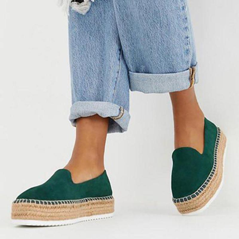 Dammocka Espadrilles Halmflätad Plattform Loafers