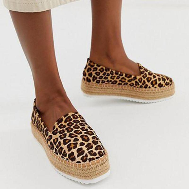 Dammocka Espadrilles Halmflätad Plattform Loafers