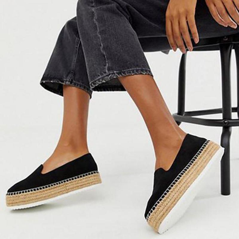 Dammocka Espadrilles Halmflätad Plattform Loafers