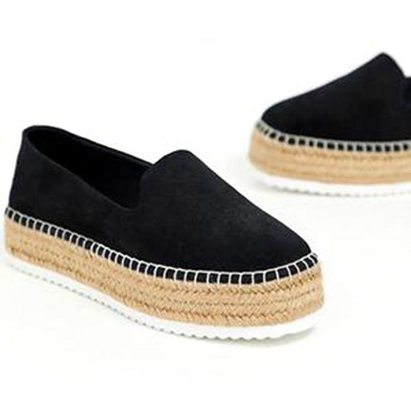 Dammocka Espadrilles Halmflätad Plattform Loafers