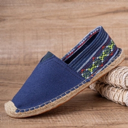 Etnisk Skarvning För Kvinnor Färgglatt Randigt Linne Bekvämt Andas Slip On Casual Espadrille Platta Skor