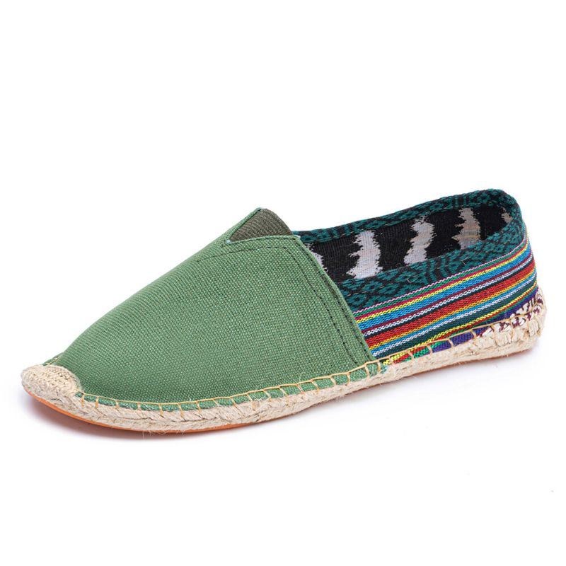 Etnisk Skarvning För Kvinnor Färgglatt Randigt Linne Bekvämt Andas Slip On Casual Espadrille Platta Skor