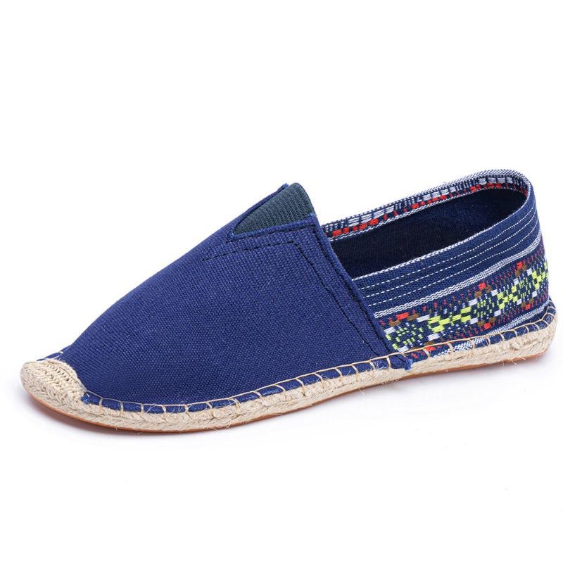 Etnisk Skarvning För Kvinnor Färgglatt Randigt Linne Bekvämt Andas Slip On Casual Espadrille Platta Skor