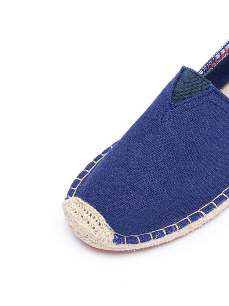 Etnisk Skarvning För Kvinnor Färgglatt Randigt Linne Bekvämt Andas Slip On Casual Espadrille Platta Skor