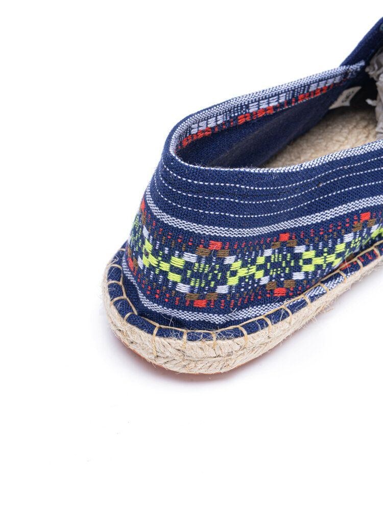 Etnisk Skarvning För Kvinnor Färgglatt Randigt Linne Bekvämt Andas Slip On Casual Espadrille Platta Skor